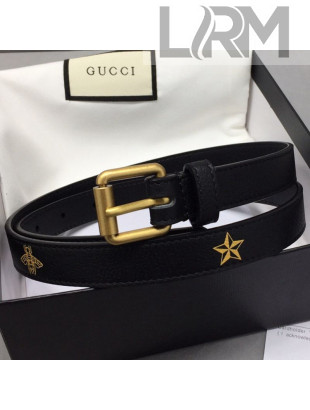 Gucci Belt with Bees and Stars Print 20mm 576178 Black 2019