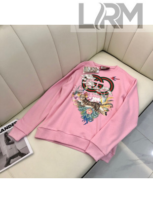 Gucci Tiger Interlocking G Sweatshirt Pink 2022 26