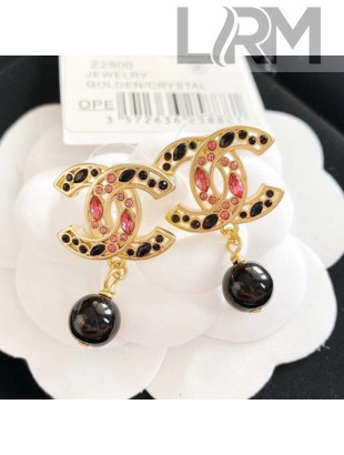 Chanel Stone CC Earrings A88429 Black/Pink 2020