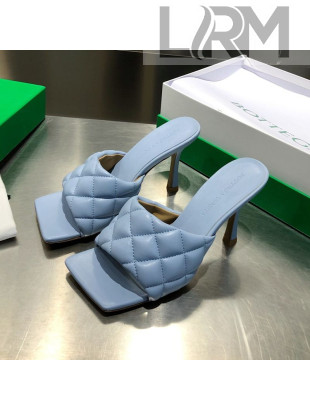 Bottega Veneta Quilted Lambskin Square High-Heel Sandals Blue 07 2021