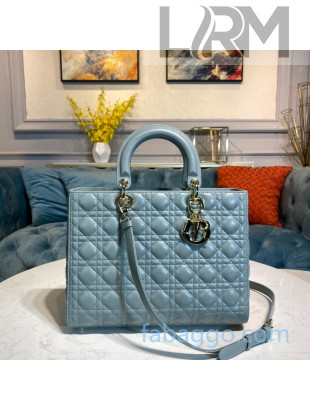 Dior Lady Dior Large Tote Bag in Stone Grey Cannage Lambskin 2020