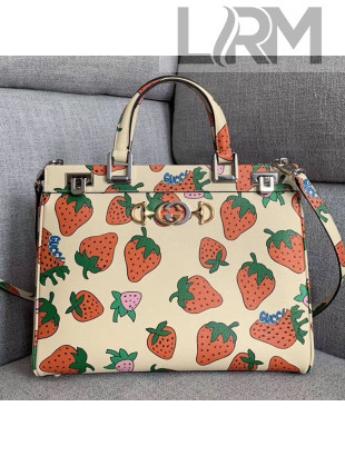 Gucci Zumi Strawberry Print Medium Top Handle Bag 564714 2019
