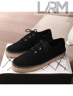 Chanel Canvas Lace-Ups Espadrille Sneakers G36140 Black 2020