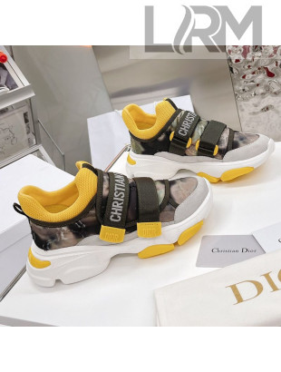 Dior D-Wander Sneakers Yellow Camouflage Fabric 2021