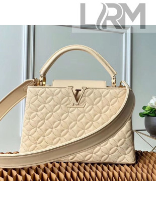 Louis Vuitton Capucines PM Monogram Flower Top Handle Bag M55366 Vanille Yellow 2019