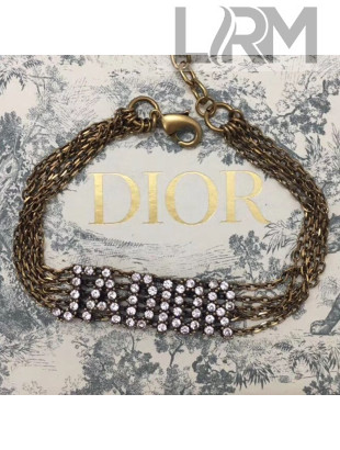 Dior J'Adior Crystal Chain Bracelet Aged Gold/Crystal White 2019