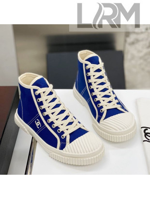 Chanel Vintage Canvas High-top Sneakers 21012501 Blue 2021