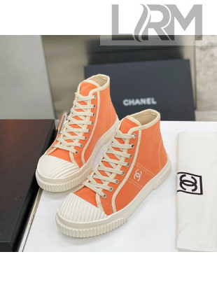 Chanel Vintage Canvas High-top Sneakers 21012501 Orange 2021