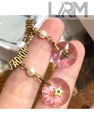 Dior J'Adior Pink Crystal Short Earrings Aged Gold/Pink 2019