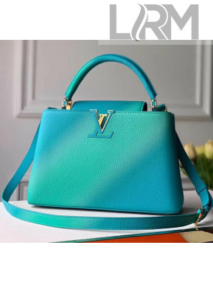 Louis Vuitton Colorful Candy Edition Taurillon Leather Capucines PM Top Handle Bag M55375 Green/Blue 2020
