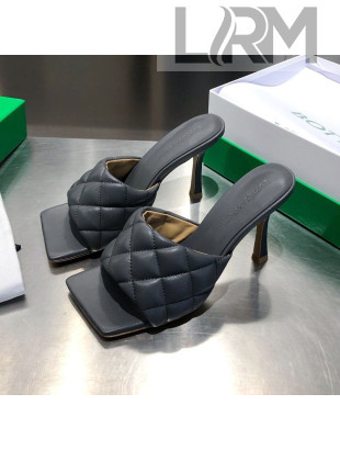Bottega Veneta Quilted Lambskin Square High-Heel Sandals Grey 10 2021