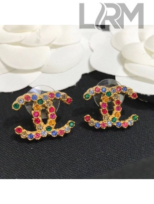 Chanel CC Stud Earrings AB5496 Multicolor 2020