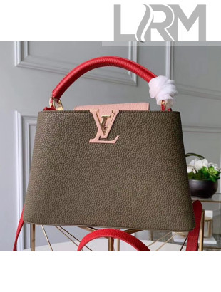 Louis Vuitton Taurillon Leather Capucines BB/PM Top Handle Bag M42259 Deep Green/Pink 2020