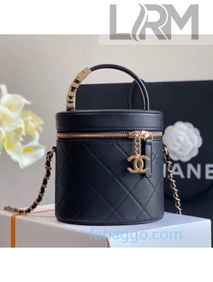 Chanel Quilted Leather Small Vanity Case with Pearl CHANEL Charm AS2061 Black 2020