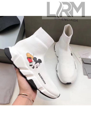Balenciaga Mickey Knit Sock Speed Trainer Sneaker White 2020