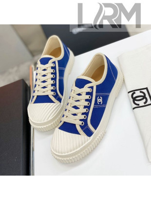 Chanel Vintage Canvas Low-top Sneakers 21012501 Blue 2021