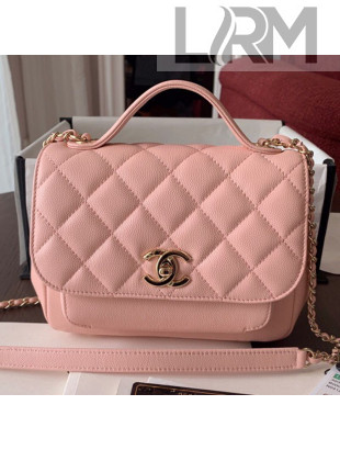 Chanel Quilted Grained Calfskin Mini Messenger Flap Top Handle Bag A93067 Pink 2019