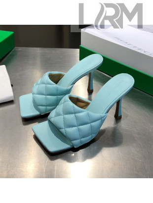 Bottega Veneta Quilted Lambskin Square High-Heel Sandals Blue 12 2021