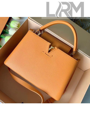 Louis Vuitton Taurillon Leather Capucines PM Top Handle Bag M42259 Orange 2020