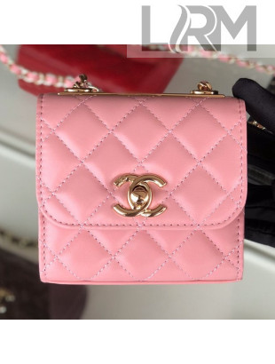 Chanel Quilted Lambskin Clutch with Chain A81633 Pink 2019 