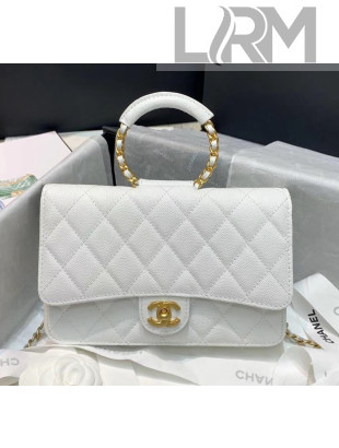 Chanel Grainy Calfskin Wallet on Chain With Round Handle AP1177 White 2020