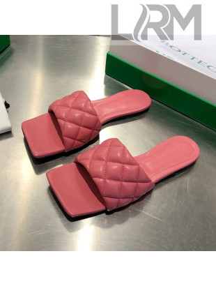 Bottega Veneta Quilted Leather Square Toe Flat Slides Padded Sandals Pink 19 2021