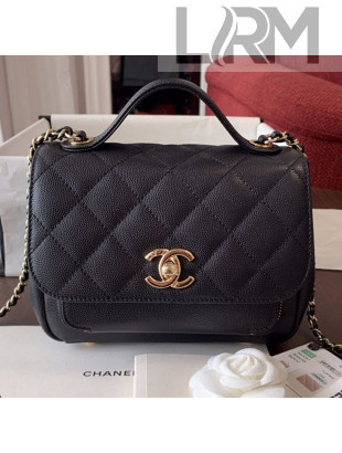 Chanel Quilted Grained Calfskin Mini Messenger Flap Top Handle Bag A93067 Black 2019