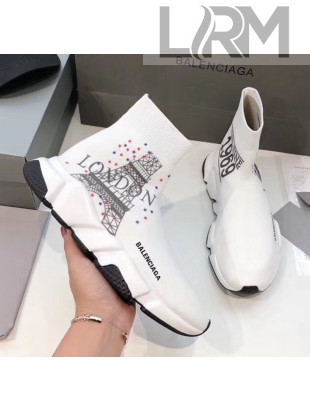 Balenciaga London Knit Sock Speed Trainer Sneaker White 2020