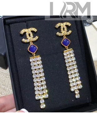 Chanel Tassel Earrings AB3866 Crystal/Blue/Gold 63 2020