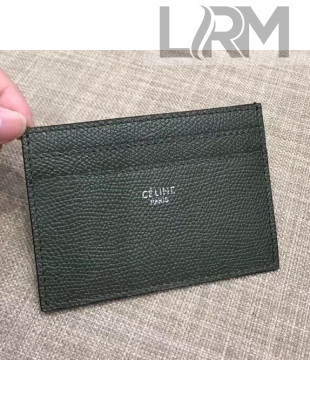 Celine Grained Leather Card Holder Deep Green 2018
