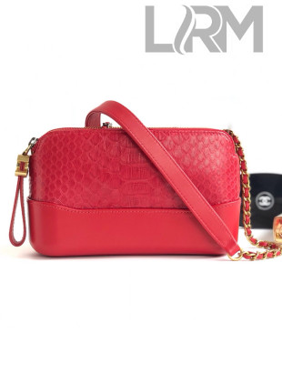 Chanel Python & Calfskin Gabrielle Clutch Bag with Chain Red 2019