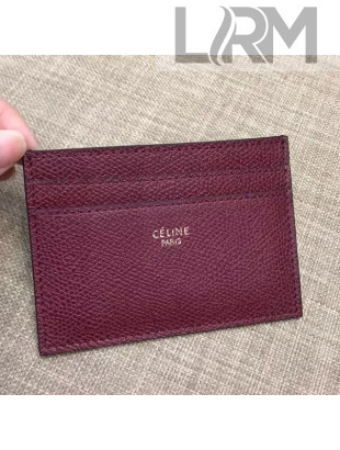 Celine Grained Leather Card Holder Burgundy 2018