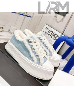 Chanel Suede Wool Sneakers Blue 2021 111178