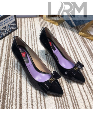 Gucci Leather Spikes Heel Pumps with Bow 549666 Black 2019