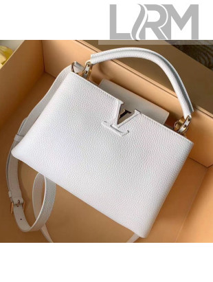 Louis Vuitton Taurillon Leather Capucines BB Top Handle Bag M94586 White 2020