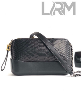 Chanel Python & Calfskin Gabrielle Clutch Bag with Chain Black 2019