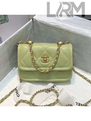 Chanel Quilted Lambskin Mini Flap Bag with Metal Button AP1664 Green 2020