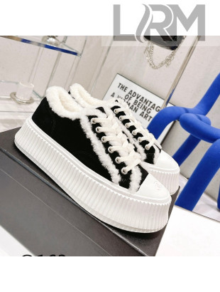 Chanel Suede Wool Sneakers Black 2021 111180