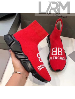 Balenciaga BB Knit Sock Speed Trainer Sneaker Red 2020