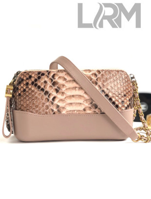Chanel Python & Calfskin Gabrielle Clutch Bag with Chain Beige 2019