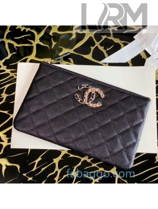 Chanel Quilted Grained Calfskin Small Pouch AP1806 Black 2020