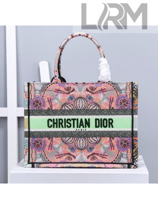 Dior Small Book Tote Bag in Muliticolor In Lights Embroidery 2020