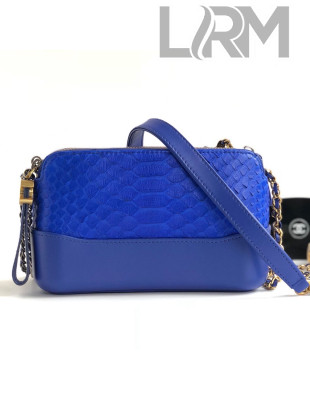 Chanel Python & Calfskin Gabrielle Clutch Bag with Chain Royal Blue 2019