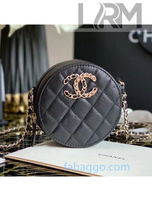 Chanel Grained Calfskin Round Clutch with Chain AP1805 Black 2020