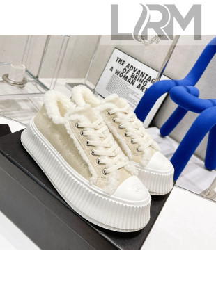 Chanel Suede Wool Sneakers Beige 2021 111182