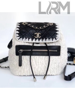 Chanel Shearling/Nylone/Calfskin Ccoco Neige Backpack A57580 Black/White 2018