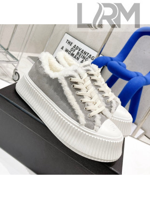 Chanel Suede Wool Sneakers Gray 2021 111183
