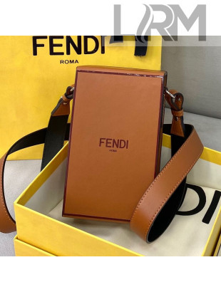 Fendi Wood and Leather Vertical Box Mini Bag Brown 2021