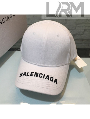 Balenciaga Logo Canvas Baseball Hat White 2021 12