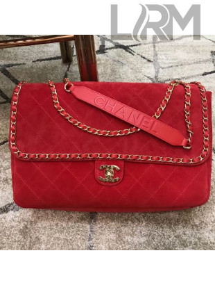 Chanel x Pharrell Oversize Suede Flap Bag Red 2019